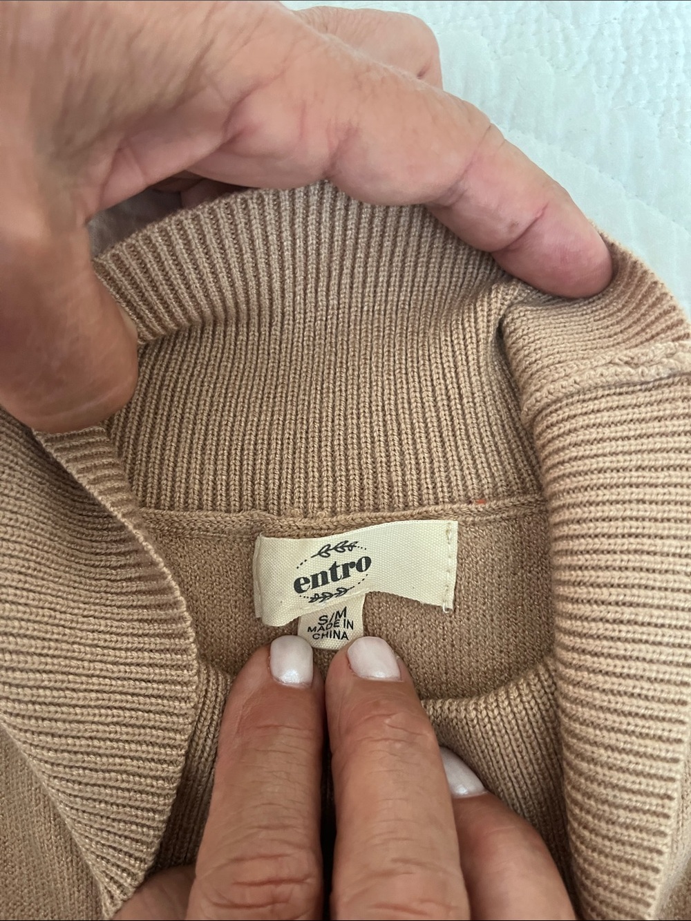 entro Camel Ribbed Funnel Neck Sweater - Picture 2 of 9